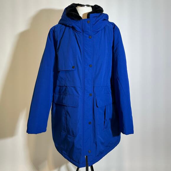 Fleet Street Storm Weight Puffer Coat Cobalt Blue Womens Plus Size 2X Hooded - Picture 2 of 13